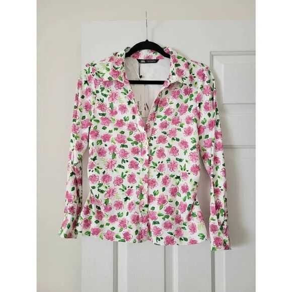 Zara RARE Floral blouse M, NWT - Picture 4 of 12